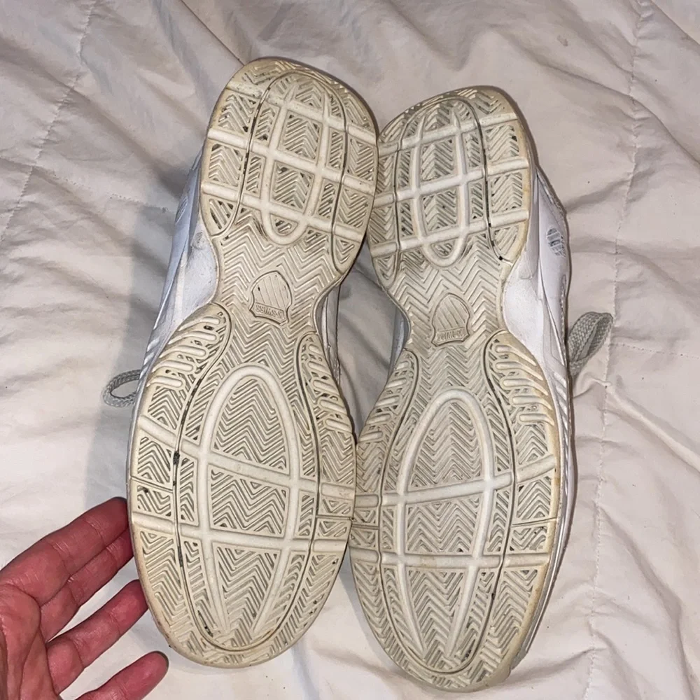 K Swiss white leather sneakers, size 9